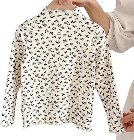 Kids' Base Layer Top Girls' Long-Sleeve Fashion Cotton T-Shirt Baby Ruffled Hem Top Children Clothing 2T-11Y in Saudi Arabia