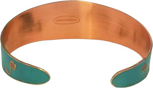 سوار الكفة المدبب من النحاس الصلب المصنوع يدويًا مع عزر الخزامى المحفور، الكفة النحاسية المدببة من زنجار ريفي in Kuwait