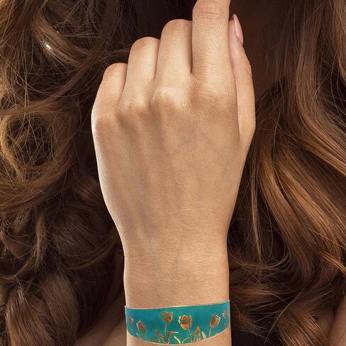 سوار الكفة المدبب من النحاس الصلب المصنوع يدويًا مع عزر الخزامى المحفور، الكفة النحاسية المدببة من زنجار ريفي in Kuwait