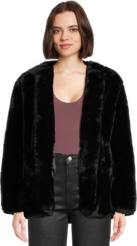 [BLANKNYC] womens Black Cherry Collarless Faux Fur Jacket in Saudi Arabia