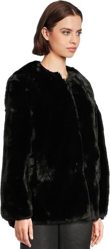 [BLANKNYC] womens Black Cherry Collarless Faux Fur Jacket in Saudi Arabia