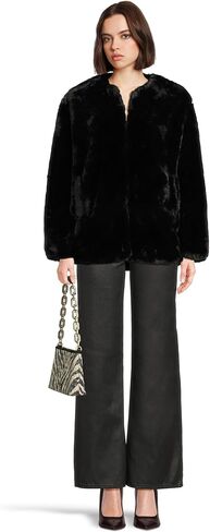 [BLANKNYC] womens Black Cherry Collarless Faux Fur Jacket in Saudi Arabia