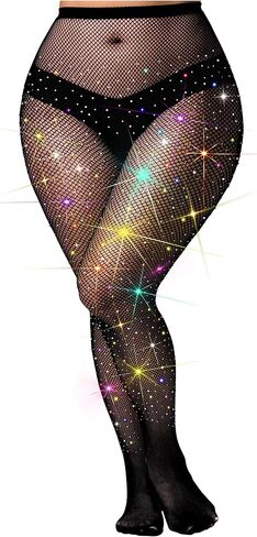 Laser Sparkly 3XL 4XL 5XL Plus Size Fishnets Sparkle Fishnets Rhinestone Fishnet Stockings for Women in Saudi Arabia