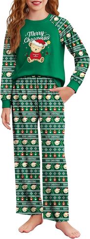 Arshiner Girls Christmas Pajamas Holiday Pjs for Kids Santa Long Sleeve Sleepwear in Saudi Arabia
