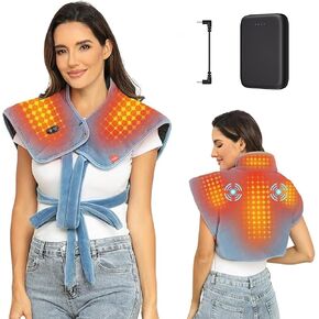 Heating Pad for Neck and Shoulders and Back with Battery,12V Cordless Heated Pad with Vibration Massager and 3 Heating Modes,Portable Weighted Electric Heat Pad,16.9'' x 23.6'' in Saudi Arabia