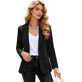 Womens Casual Blazers One Button with Pockets Open Front Long Sleeve Work Office Bussiness Suit Jackets Blazer in Saudi Arabia