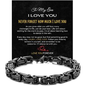 سوار To My Son من الفولاذ المقاوم للصدأ مع نقش ملهم، هدية من الأم إلى الابن لعيد الميلاد، هدية فريدة من نوعها. in Kuwait