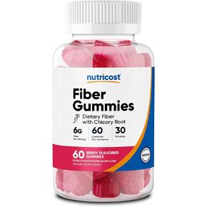 علكات الألياف من نوتريكوست (بنكهة التوت) 120 علكة - مكمل الألياف الغذائية مع جذر الهندباء البرية، 6 جرام لكل وجبة، نباتي، 60 حصة in Kuwait