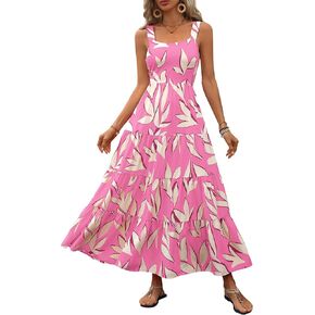 PRETTYGARDEN Women's 2026 Summer Floral Maxi Dress Sleeveless Smocked Ruffle Long Flowy Beach Vacation Boho Sundresses in Kuwait