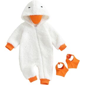 Toddler Baby Turkey Costume Infant Girl Boy Thanksgiving Clothes Long Sleeve Animal Plush Hooded Fleece Jumpsuit in Saudi Arabia