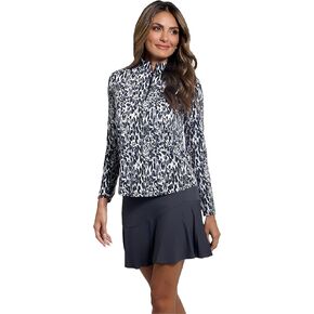 IBKUL UPF 50+ Sun Protection, Icefil Cooling, Moisture-Wicking Karen Print Long Sleeve Mock Neck Top in Saudi Arabia
