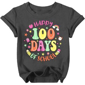 100 Days of School Shirt for Girls Boys Happy 100th Day Tshirt Toddler Kids Cute Graphic Short Sleeve Tops in Kuwait