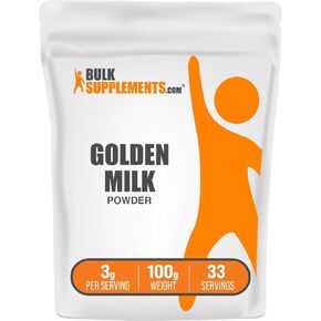 BulkSupplements.com Golden Milk Powder - Golden Milk with Turmeric and Ginger, Black Pepper and Cinnamon Powder, Superfood Supplement - Gluten Free, 3g per Serving, 500g (1.1 lbs) (Pack of 1) in Saudi Arabia