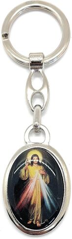 SFI سلسلة مفاتيح سانت مايكل 4 بوصة مع وسام القديس كريستوفر شفيع المسافرين على الظهر، صنع في إيطاليا، صغير، فضي in Kuwait