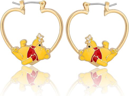 Winnie the Pooh Earrings for Women Official License, Gold-Tone Heart Hoop Earrings in Saudi Arabia