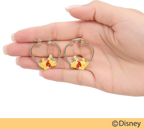 Winnie the Pooh Earrings for Women Official License, Gold-Tone Heart Hoop Earrings in Saudi Arabia