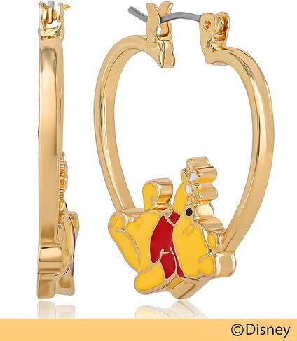 Winnie the Pooh Earrings for Women Official License, Gold-Tone Heart Hoop Earrings in Saudi Arabia