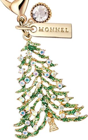 MC707 Little Crystal Christmas Tree Lobster Clasp Charm for Women with Velvet Bag (Green,1 Piece) in Saudi Arabia