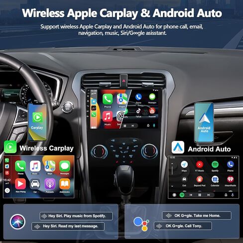 ستيريو سيارة 4G+64G 8 Core لراديو Ford Fusion 2013 2014 2015 2016 مع CarPlay اللاسلكي Android Auto 9 بوصة IPS شاشة تعمل باللمس Android 13 راديو السيارة مع بلوتوث 5.0 DSP FM GPS Navigation كاميرا احتياطية in Saudi Arabia