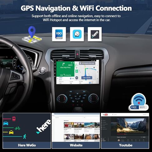ستيريو سيارة 4G+64G 8 Core لراديو Ford Fusion 2013 2014 2015 2016 مع CarPlay اللاسلكي Android Auto 9 بوصة IPS شاشة تعمل باللمس Android 13 راديو السيارة مع بلوتوث 5.0 DSP FM GPS Navigation كاميرا احتياطية in Saudi Arabia