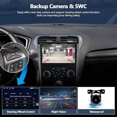 ستيريو سيارة 4G+64G 8 Core لراديو Ford Fusion 2013 2014 2015 2016 مع CarPlay اللاسلكي Android Auto 9 بوصة IPS شاشة تعمل باللمس Android 13 راديو السيارة مع بلوتوث 5.0 DSP FM GPS Navigation كاميرا احتياطية in Saudi Arabia