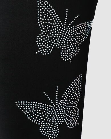 High Waisted Leggings for Womens Rhinestone Butterfly Decor Tummy Control Stretchy Slim Fit Causal Workout Yoga Activewear in Saudi Arabia