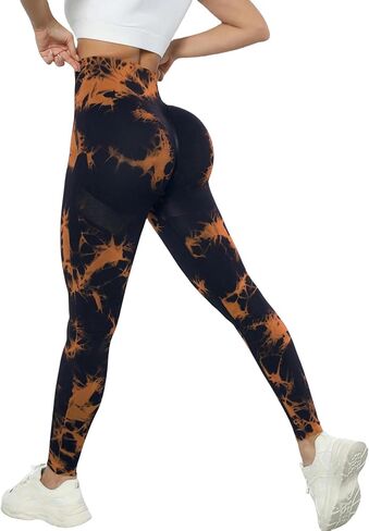 Yoga Pants Women's High Waist Yoga Pants Tie Dye Seamless Leggings, Compression Hip Lifting Stretch Leggings in Saudi Arabia