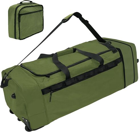 حقيبة من القماش الخشن المتدحرج مع 3 عجلات، 110L-120L قابلة للتوسيع وقابلة للطي، تصميم 28 بوصة مقاوم للماء للحمل على الأمتعة، حقيبة عطلة نهاية الأسبوع خفيفة الوزن للرجال والنساء، التخييم/الشحن/السفر الجوي in Kuwait