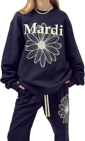 Women's Oversized FlowerMardi Sweatshirt - 100% Cotton Crewneck Pullover in Saudi Arabia
