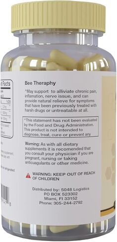 علاج Bee Veneno الجديد X - مكمل غذائي مع الجلوكوزامين ومزيج السم وعسل المانوكا - يدعم صحة المفاصل وحركتها وراحتها - مركب طبيعي ذو قوة إضافية - 60 كبسولة in Kuwait