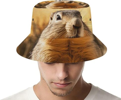 Hand Drawn Groundhog Bucket Hat Unisex Fisherman Hat Outdoor Hiking Hats Sun Protection Hat Travel Beach Hat in Saudi Arabia