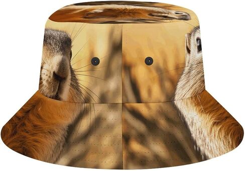 Hand Drawn Groundhog Bucket Hat Unisex Fisherman Hat Outdoor Hiking Hats Sun Protection Hat Travel Beach Hat in Saudi Arabia