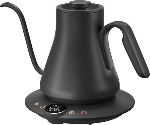 Gooseneck Electric Kettle with Precise ±1℉ Temperature Control, Wood-Accented Handle, Stainless Steel Interior, Quick Heating Pour Over Kettle for Coffee & Tea, 0.9L, Glossy Gray in Kuwait