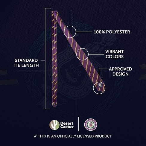 Desert Cactus Omega Psi Phi Neck Tie Omega Ques Fraternity Greek Formal Occasion 100% Polyester Necktie with Logo, Officially Licensed (Style B) in Saudi Arabia
