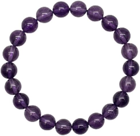 سوار الجمشت الطبيعي خرز 9 ملم - سوار كريستال مطاطي مصنوع يدويًا، معصم 17 سم، هدية مجوهرات من الأحجار الكريمة الأرجوانية للنساء in Kuwait