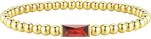 FUNEIA Birthstone Gold Beaded Bracelets for Women Non Tarnish Trendy Dainty 14K Gold Plated Cute Stackable Bead Stretch Friendship Bracelet Stack for Best Friend Couples Birthday Gifts Jewelry in Kuwait