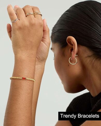 FUNEIA Birthstone Gold Beaded Bracelets for Women Non Tarnish Trendy Dainty 14K Gold Plated Cute Stackable Bead Stretch Friendship Bracelet Stack for Best Friend Couples Birthday Gifts Jewelry in Kuwait