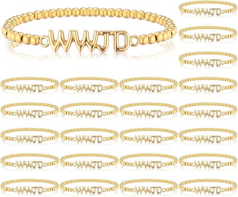24 جهاز كمبيوتر شخصى WWJD أساور مطرزة بالذهب هدية عيد الحب المسيحية بالجملة للنساء والرجال ماذا سيفعل يسوع أساور قابلة للتعديل بالجملة ملهمة دينية مجوهرات هدايا هدايا جمع التبرعات للكنيسة in Saudi Arabia