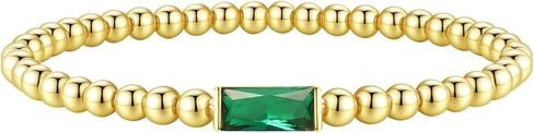 FUNEIA Birthstone Gold Beaded Bracelets for Women Non Tarnish Trendy Dainty 14K Gold Plated Cute Stackable Bead Stretch Friendship Bracelet Stack for Best Friend Couples Birthday Gifts Jewelry in Kuwait