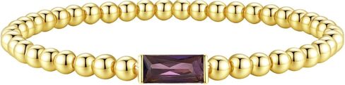 FUNEIA Birthstone Gold Beaded Bracelets for Women Non Tarnish Trendy Dainty 14K Gold Plated Cute Stackable Bead Stretch Friendship Bracelet Stack for Best Friend Couples Birthday Gifts Jewelry in Kuwait