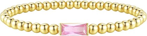 FUNEIA Birthstone Gold Beaded Bracelets for Women Non Tarnish Trendy Dainty 14K Gold Plated Cute Stackable Bead Stretch Friendship Bracelet Stack for Best Friend Couples Birthday Gifts Jewelry in Kuwait