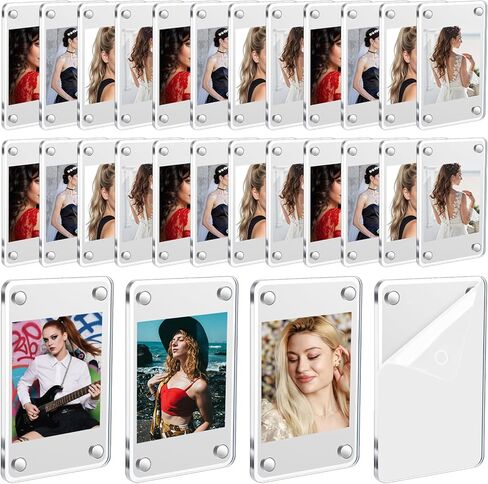 27 حزمة من إطارات الصور المغناطيسية من الأكريليك للثلاجة، إطارات مغناطيسية بولارويد شفافة - إطار صور للثلاجة الصغيرة مزدوج الجوانب لصور Fujifilm Instax Mini (2.36 × 3.54 بوصة) in Kuwait