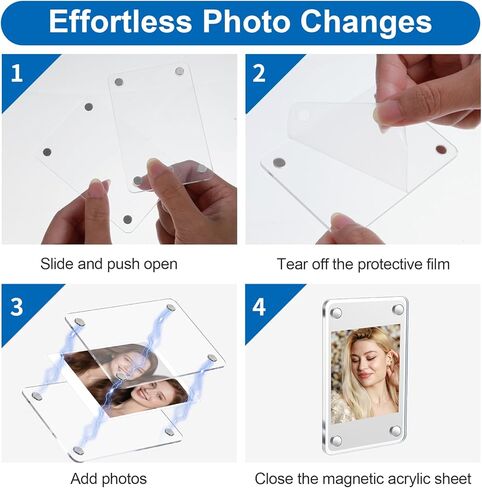 27 حزمة من إطارات الصور المغناطيسية من الأكريليك للثلاجة، إطارات مغناطيسية بولارويد شفافة - إطار صور للثلاجة الصغيرة مزدوج الجوانب لصور Fujifilm Instax Mini (2.36 × 3.54 بوصة) in Kuwait
