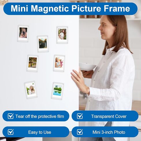 27 حزمة من إطارات الصور المغناطيسية من الأكريليك للثلاجة، إطارات مغناطيسية بولارويد شفافة - إطار صور للثلاجة الصغيرة مزدوج الجوانب لصور Fujifilm Instax Mini (2.36 × 3.54 بوصة) in Kuwait
