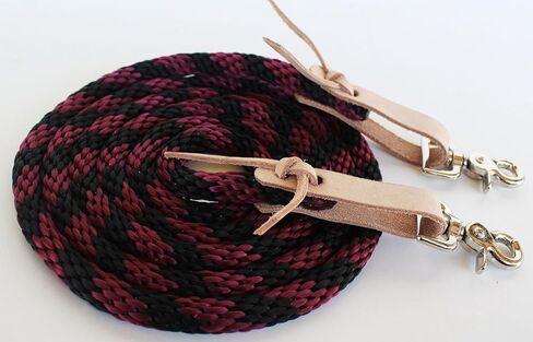 PRORIDER Horse Roping Western Barrel Contest Reins Nylon Braided 7' Snaps Red 607496TN in Saudi Arabia