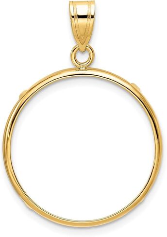 Generic 14k Polished 22.0mm Prong Coin Bezel Pendant, Yellow in Saudi Arabia