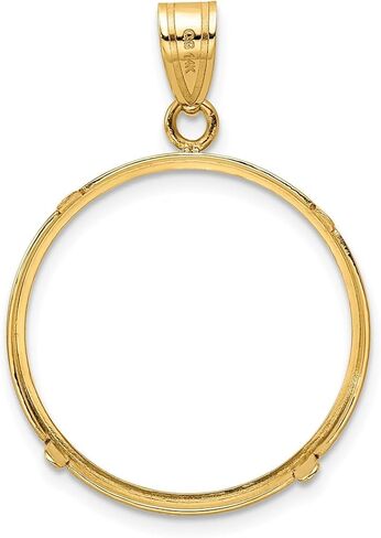 Generic 14k Polished 22.0mm Prong Coin Bezel Pendant, Yellow in Saudi Arabia