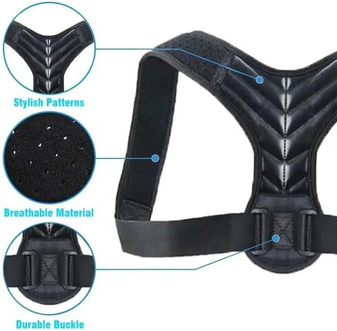 Posture Corrector, Back Brace for Women and Men, Adjustable Back Support, Shoulder Straightener for Improving Hunchback M Black in Saudi Arabia