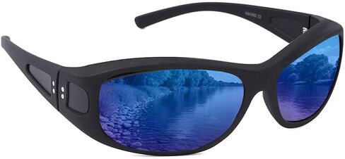 Unisex Fit Over Wrap Sunglasses Polarized Lens Wear Over Eyeglasses UV400 Protection Shades for Men and Women Outdoor Activities Driving, Fishing - Matt Black/Green REVO (Pack in Case) in Saudi Arabia