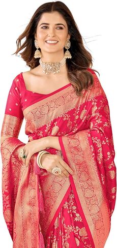 Mehrang Cotton Banarasi Silk Saree for Women With Unstitched Blouse Piece in Saudi Arabia